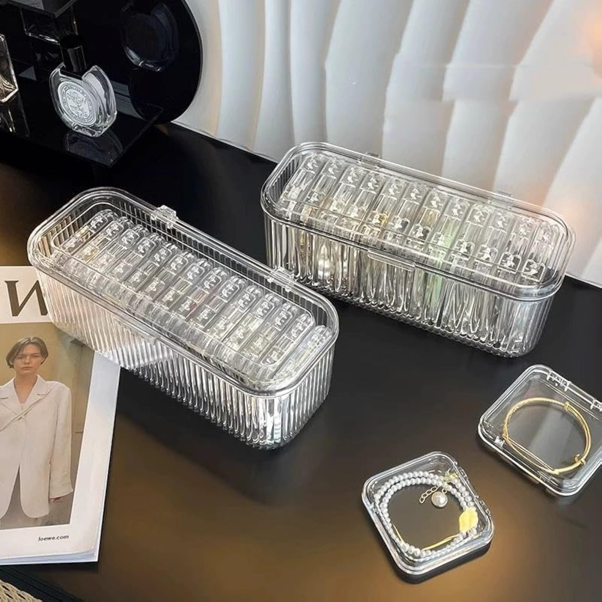 Nail Art Storage Box with Lid Transparent